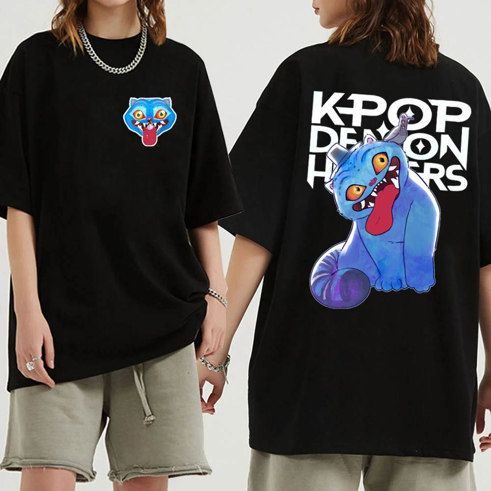 2025 Kpop شيطان الصيادين النمر الحيوانات الأليفة تي شيرت للجنسين الرجال النساء بلوزة كاجوال بلايز #1