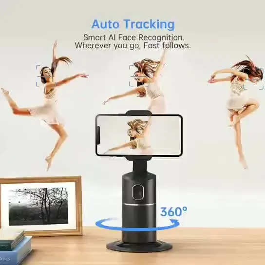 Wholesale Vlog Ai 360 Auto Rotate Desktop Smart Selfie Stick Mobile Mount Stand Desk Face Tracking Phone Holder