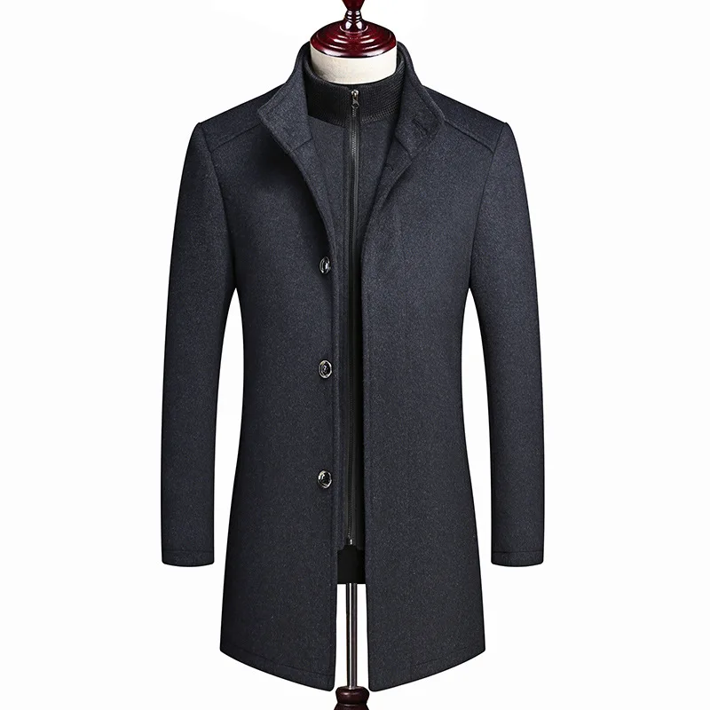 Winter Foreign Trade Coat Men's Medium Length Coat Double Collar Detachable Vest Coat