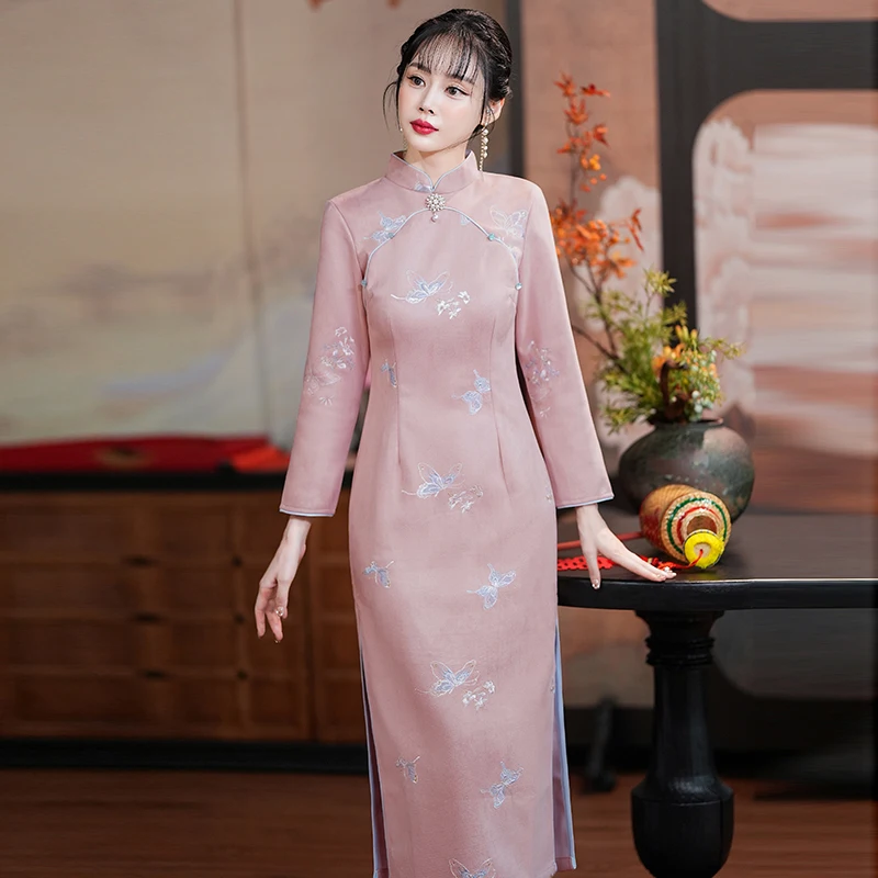 abito-cheongsam-moderno-da-donna-maniche-lunghe-ricamo-a-farfalla-qipao-maxi-dress-stile-cinese-abito-da-sera-per-feste