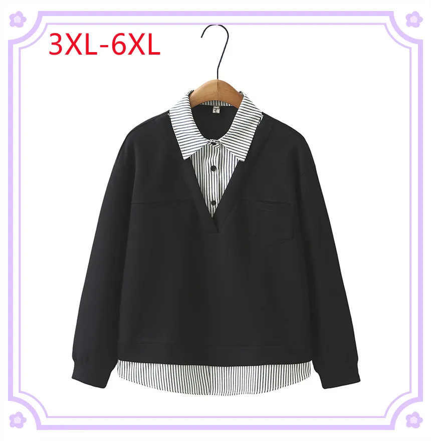 New 2025 Ladies Spring Autumn Plus Size Tops For Women Large Size Long Sleeve O-neck Hoodie Coat 3XL 4XL 5XL 6XL