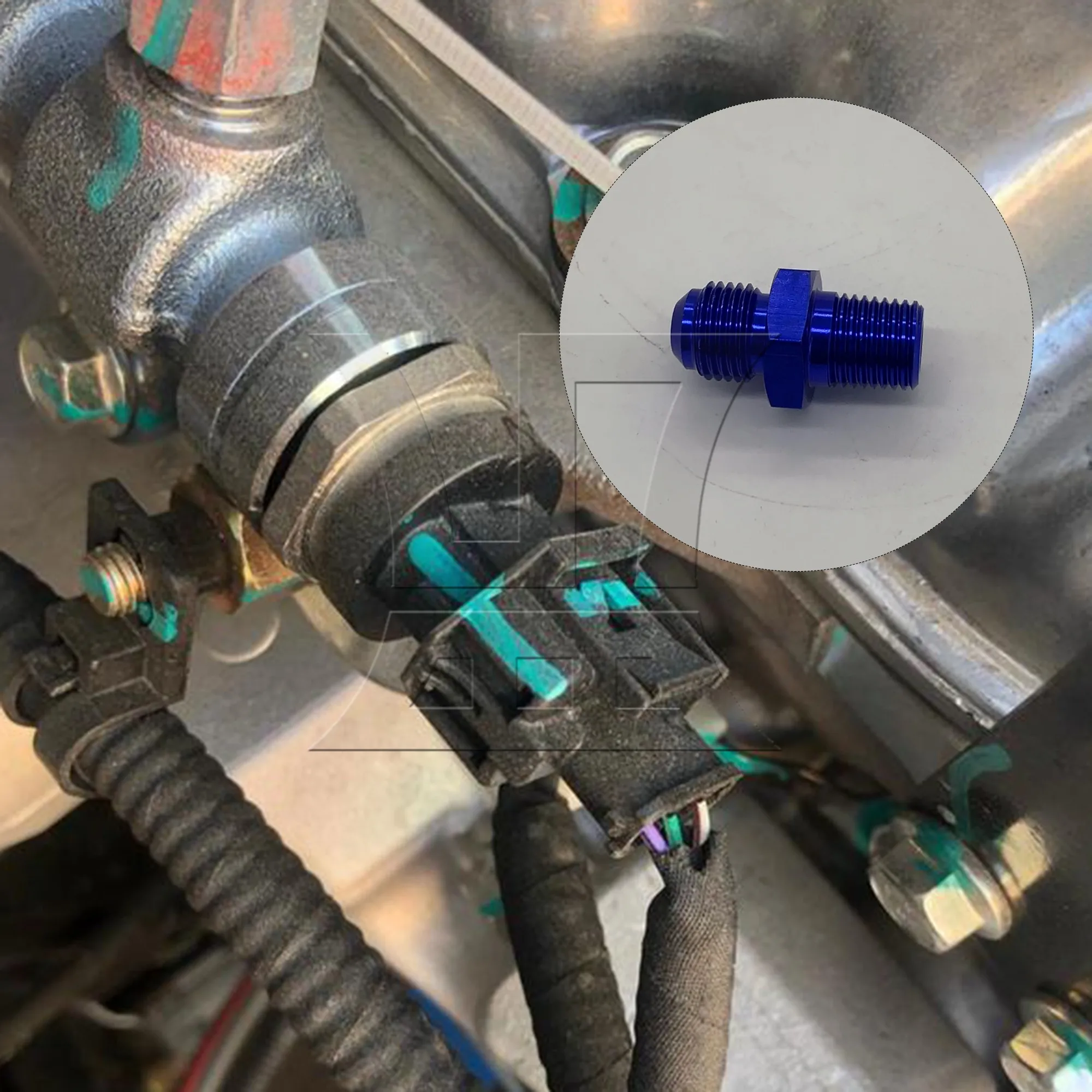 

1pc Car Straight Male Fitting Adapter An6-1/4Npt Blue Automobile Modified Oil Tank Oil Pump Adapter