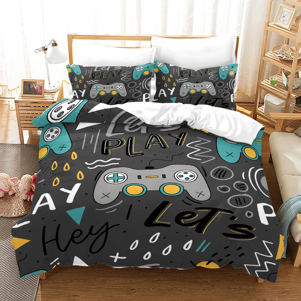 Gaming Duvet Cover Set Gamer Room Decor for Boys Kids Teens Video Games Twin Bedding Set Gamepad Bedspread Decor Home