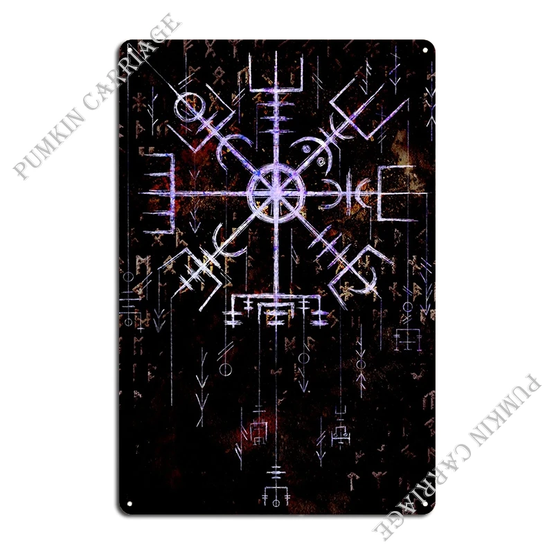 Vegvisir Nordic Compass Metal Sign Poster Wall Mural Cinema Wall Decor Club Tin Sign Poster