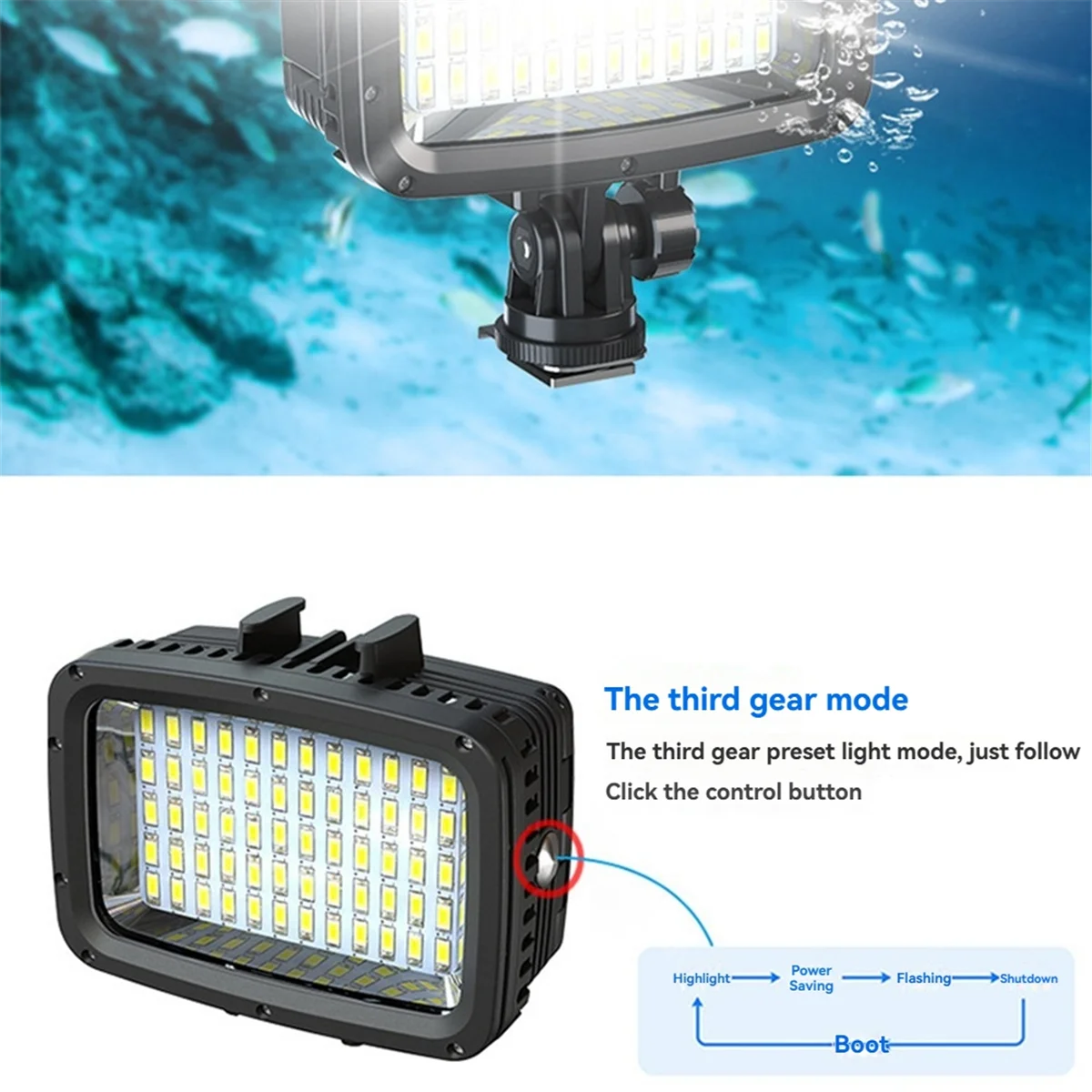 

【New User Coupon】SL-101 High-Intensity 1800LM LED Diving Light Waterproof 40m for GoPro for Underwater Video and Photography B