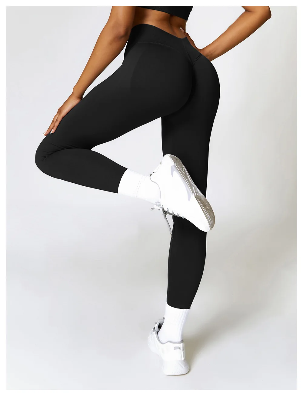 Damen-Sport-Leggings mit V-Rücken, sportlich, Fitness, Fitnessstudio, Yoga, Strumpfhosen, Scrunch-Kontrolle, Lauftraining, Workout, Leggins – Detail 15