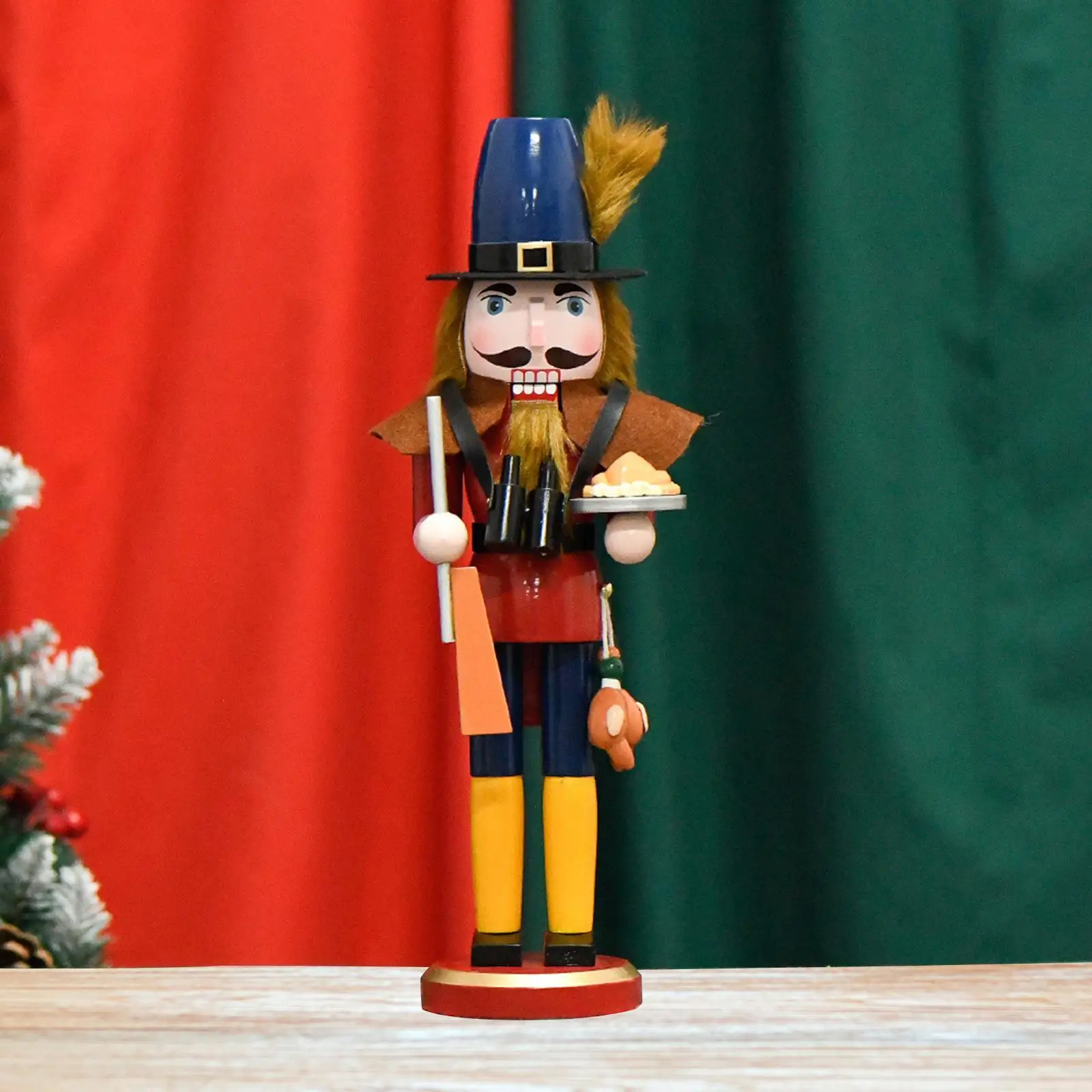Traditional Wooden Nutcracker Ornament for Party Scene Layout Bedroom