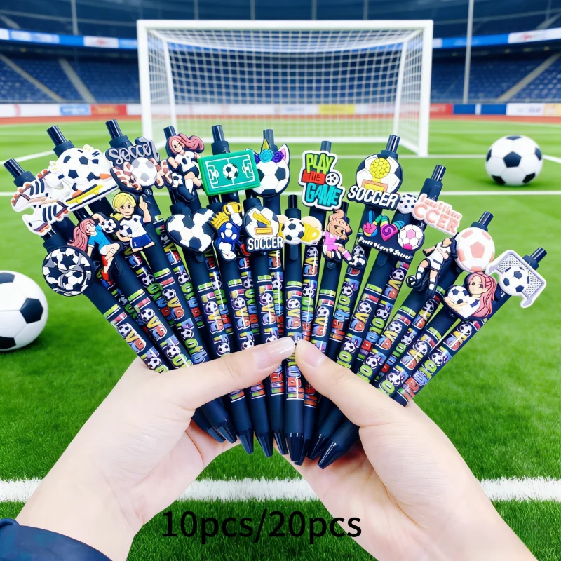10pcs/20pcs football series ballpoint pen press type patch printed ballpoint pen sports series, writing stationery