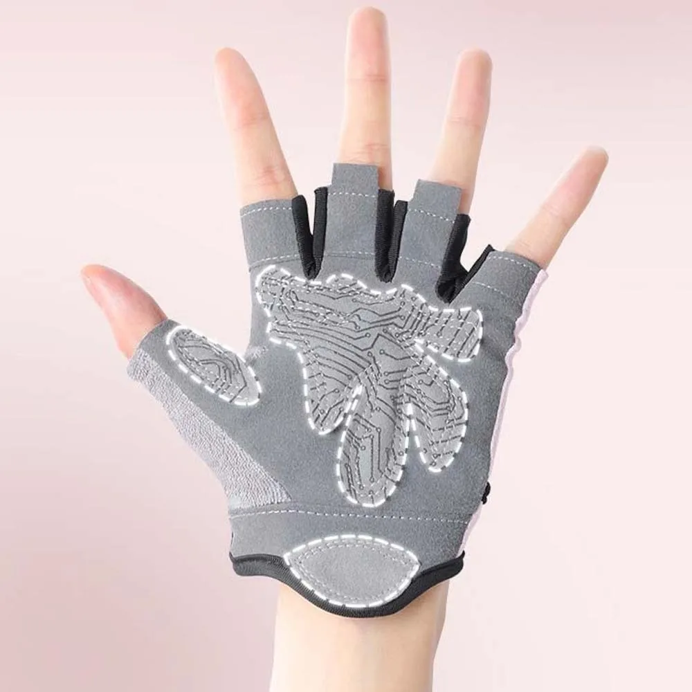

Breathable Cycling Gloves Anti-slip Anti-lost Fitness Gloves Contrast Color Sweat-wicking Half-finger Mittens Women