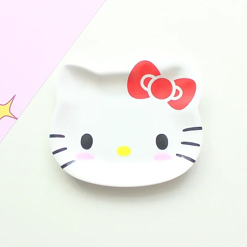 My Melody Sanrio-plato de cena de Hello Kitty para bebé y niño, vajilla Kawaii con platillo, platos de fruta, bandeja de aperitivos de dibujos animados, regalo