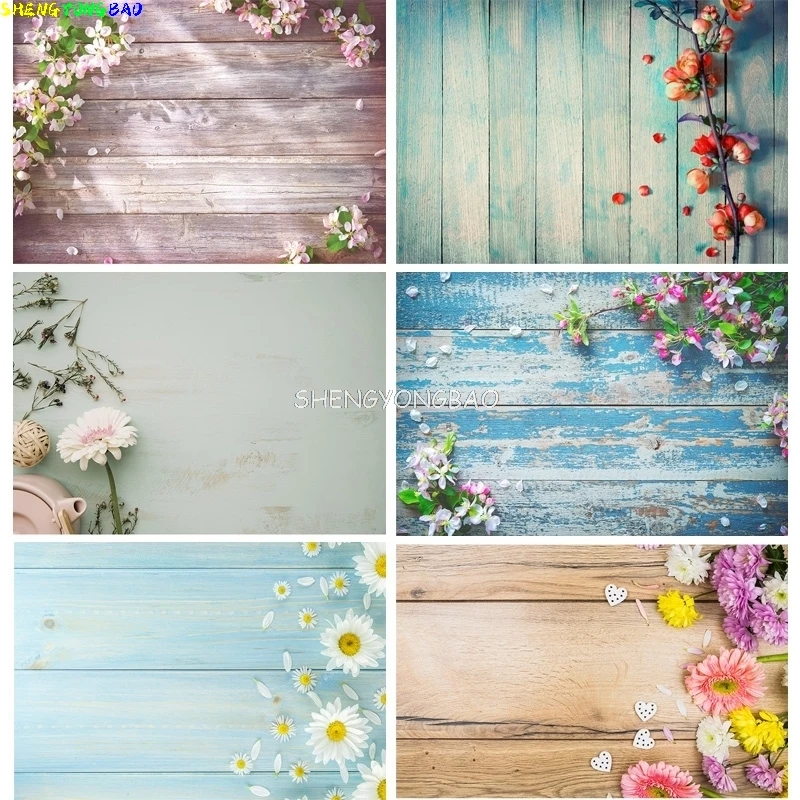 

Vinyl Custom Photography Backdrops Props Flower Wood Planks Photo Studio Background CXSC -17