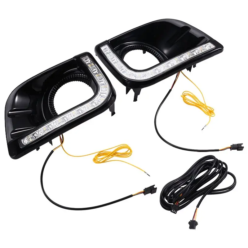 For Toyota Prado 2010-2013 Car LED Daytime Running Light Auto Daylight Lamps Blue Fog Lamp Turn Signal Foglamp