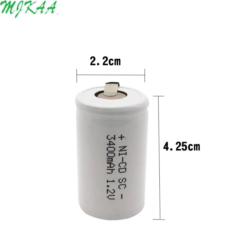 10/12/20 szt. 1.2V akumulator 3400mah SC Sub C ni-cd komórka z zakładkami spawalniczymi do wiertarki elektrycznej śrubokręt Baterias