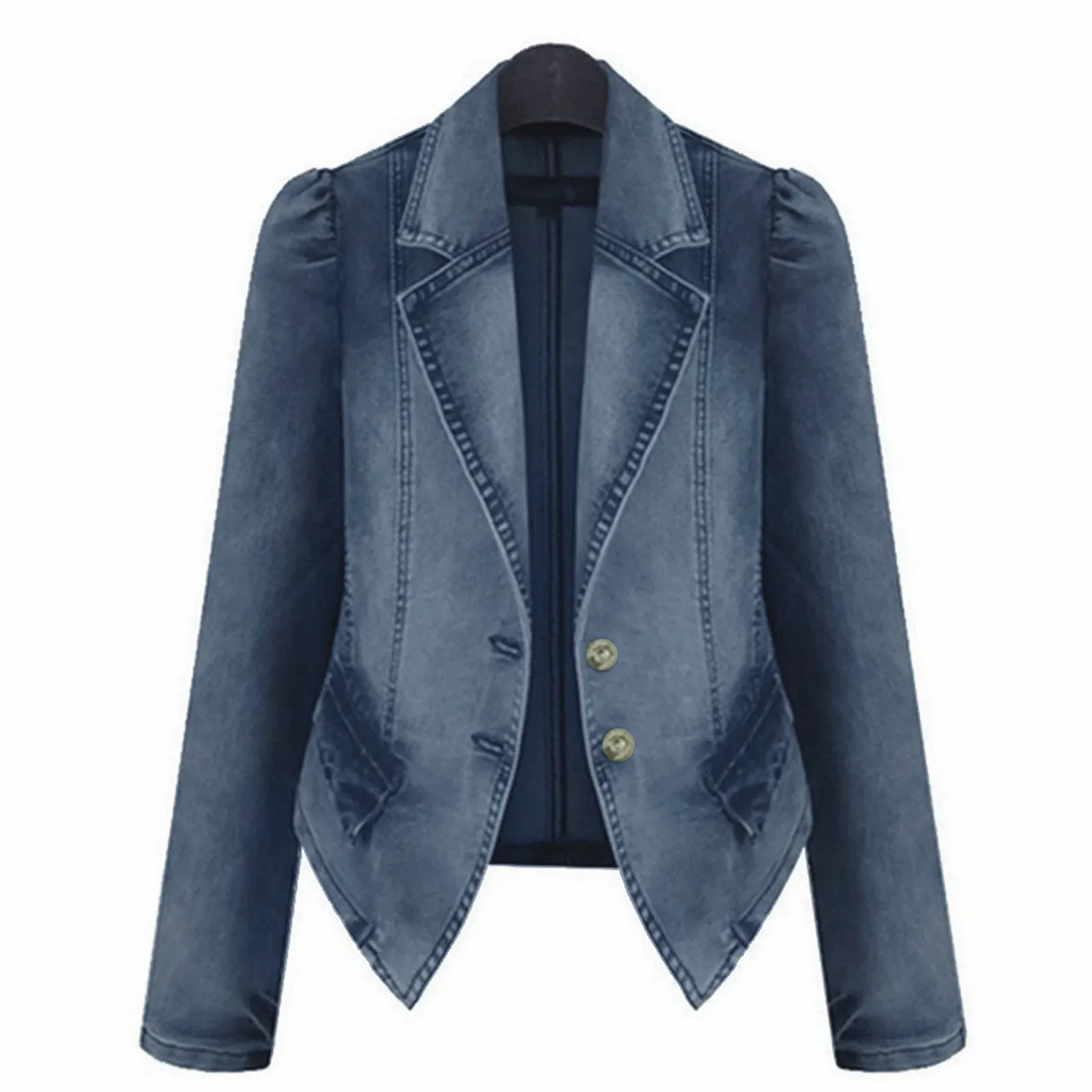 High Quality Denim Coat Fashion Women Casual Lapel Long Sleeve Button Vintage Jean Jackets Outwear Leisure Plus Size XL-5XL