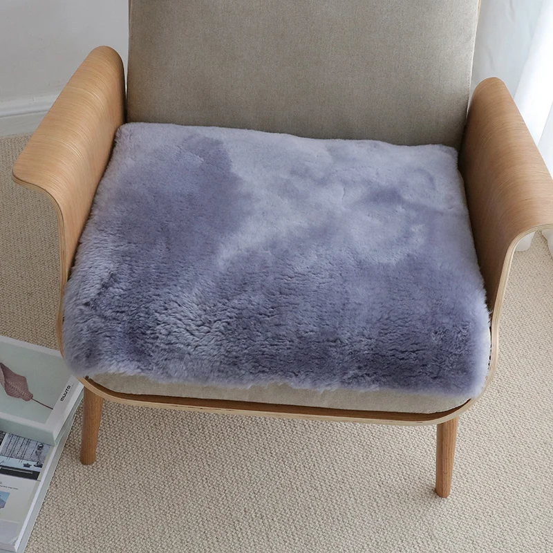 

Handmade Short Hair Chair Cushion 100% Pure Wool Sofa Cushion Cover 40x40cm Square Sheepskin Blanket Sofa Room Seat Cushion