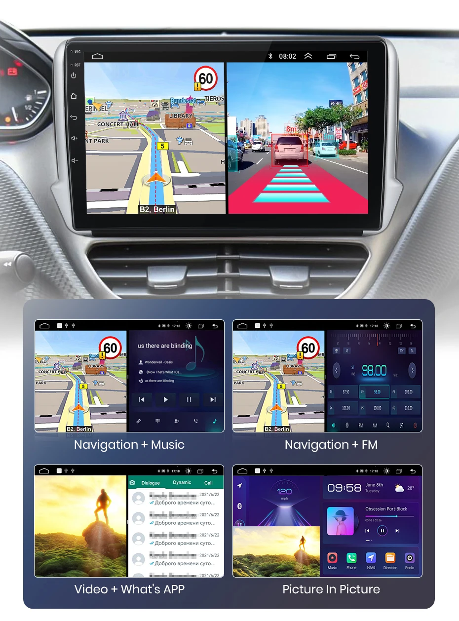 Junsun Wireless Carplay Android Auto Autoradio für Peugeot 2008 208 2012-2018 GPS Multimedia 2 Din – Detail 22