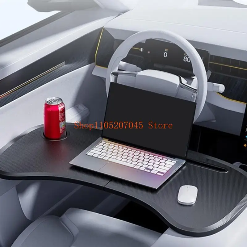37cd Universal Car Steering Wheel Table Mount For Laptop Food Snacks Foldable Space Saving Nonslip Tray Board