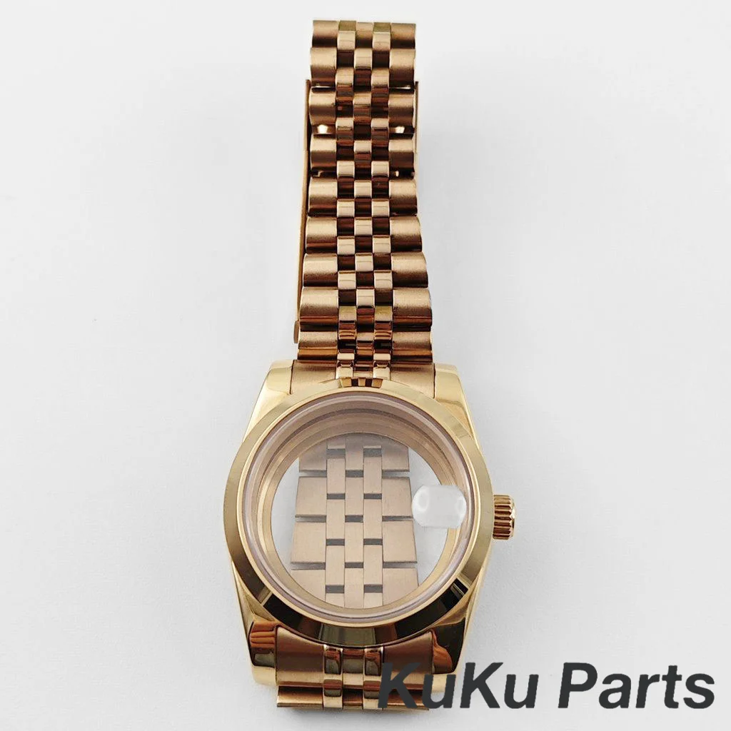 مطلي ارتفع NH35 36 مللي متر/40 مللي متر الياقوت ساعة زجاجية الحال بالنسبة NH34 NH35 NH36 NH38 ETA2824 حركة 28.5 مللي متر الطلب انزلاق قفل سوار