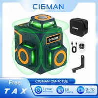 CIGMAN CM-701SE 3x360° 12 Lines Laser Level Self Level 3D Green Cross Line, with Remote Controller and Magnetic L-Shaped Bracket