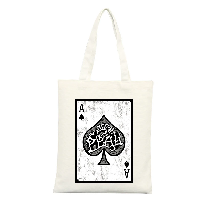 Ace of Spades Print Canvas Tote Bag, Vintage Style for Casual Shopping and Daily Use