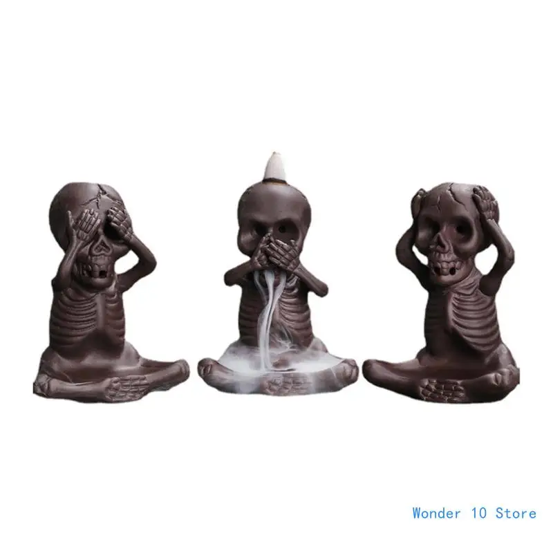 

Backflow Incenses Cones Dispenser, Skull Ceramics Home Decoration Craft for Meditations and Home Ambiances