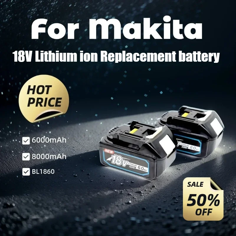 

For Makita 18V Rechargeable Lithium Ion Battery Replacement LXT BL1860B BL1860 BL1850 DC18RF Power Tool Battery