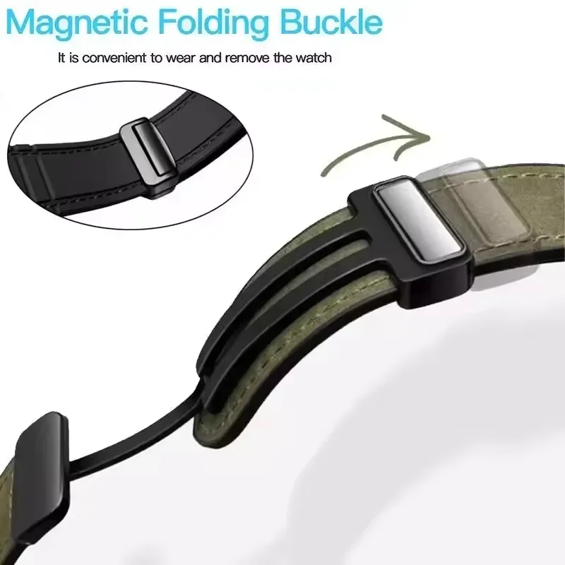 22/20mm Leather+Silicone Strap for Samsung Galaxy Watch 7 6 5 4 Amazfit GTR Magnetic Comfortable Band for Huawei Watch GT5 46mm image 4