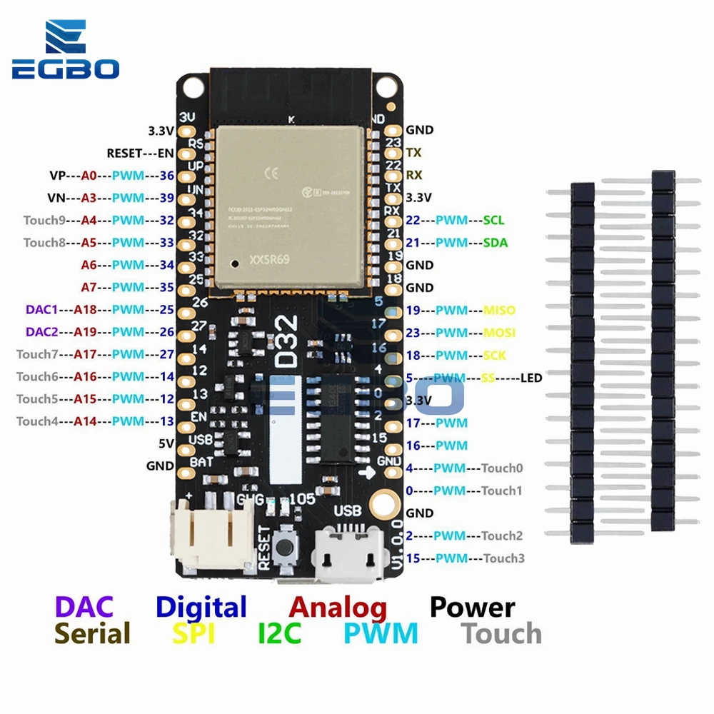 1 ~ 8 قطعة لـ LOLIN D32 V1.0.0 - Wifi + لوحة بلوتوث على أساس ESP-32 Esp32 ESP-WROOM-32 فلاش 4 ميجابايت متوافق مع Arduino MicroPython