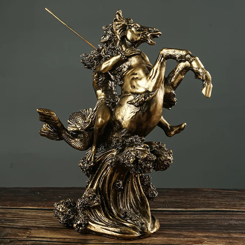 Creative Poseidon Statue, Greek Sea God Resin Sculpture, Magnificent Greek Roman Mythology, Home and Office Decoration