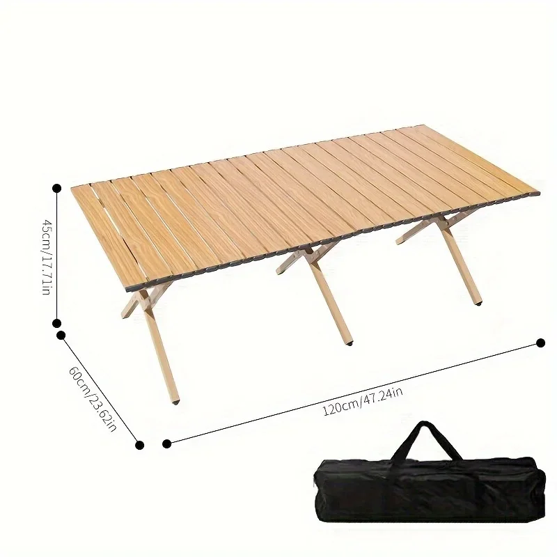 Folding Picnic Table,Portable 4ft Roll-Up Camping Table Egg Roll Table with Storage Bag for 4-6 People, Low Foldable Long Table image 6