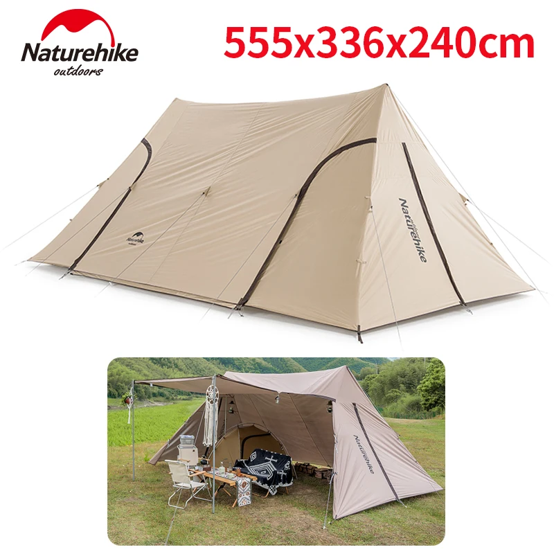 Naturehike A-Tower Canopy Tent 18㎡ Large Space 5-8 Person Outdoor Camping Sunscreen 150D Rainproof Sun Shelter Family Travel