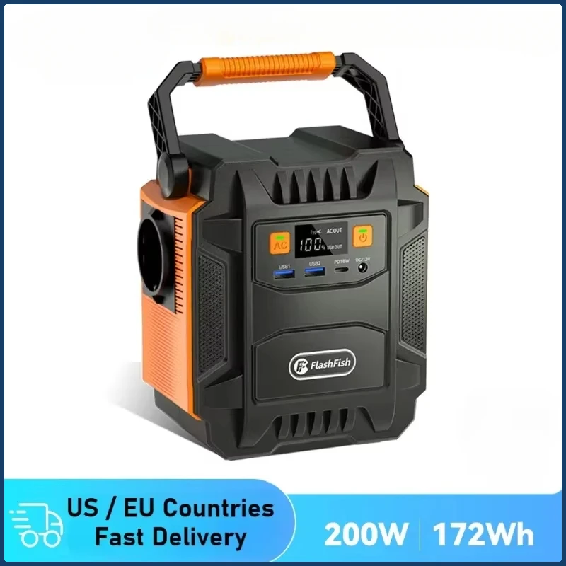 200W Portable Power Station Equipment 172Wh 230V Solar Generator 110V 48000mAh Power Supply Emergency Energy for Outdoor Camping