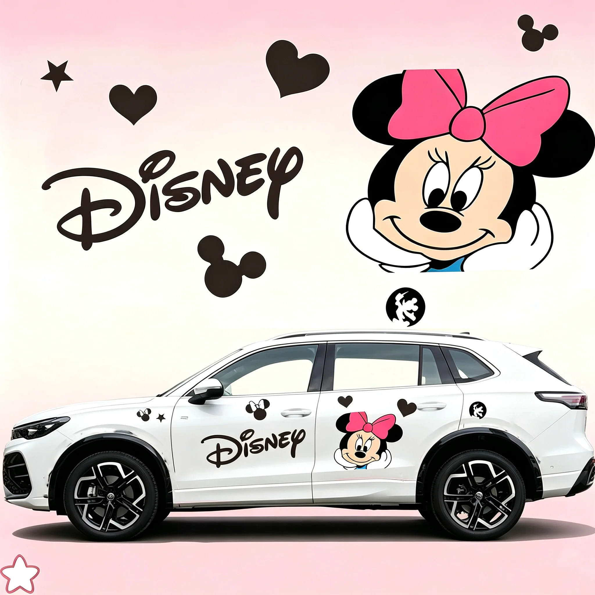 Pegatina Lateral para Carrocería de Volkswagen SUV, Diseño de Mickey Mouse de Disney, Vinilo Decorativo para Auto, Autoadhesivo a Todo Color