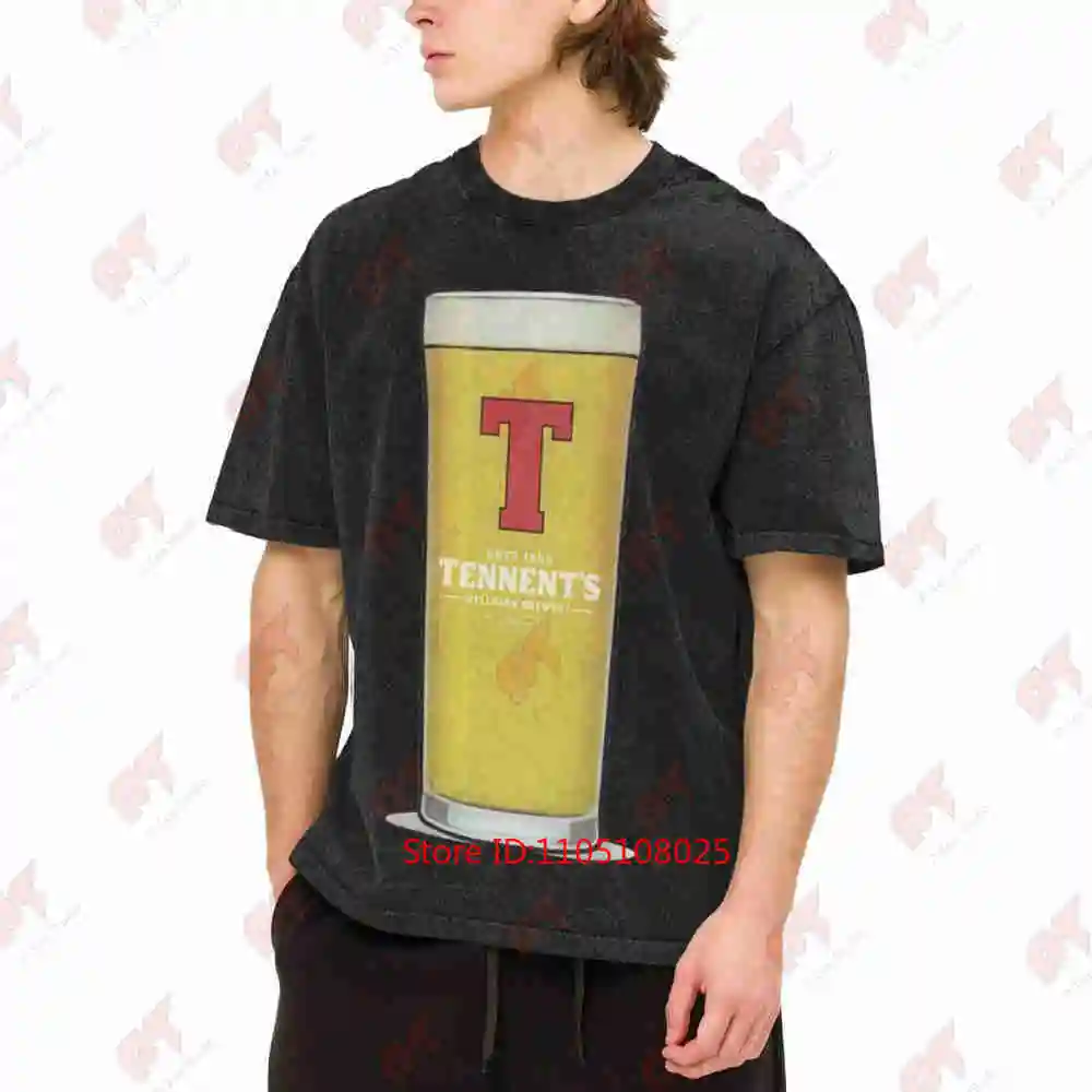 Vitamin Tennent's Pint Cartoon Beer Scottish Lager Vintage Washed Tee Pure Cotton T-Shirt