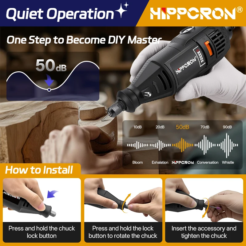 HIPPCRON 30000RPM 220V Mini Drill Electric Carving Pen 5 Speed Rotary Tools Kit Engraver for Grinding Polishing Sanding Slicing image 3