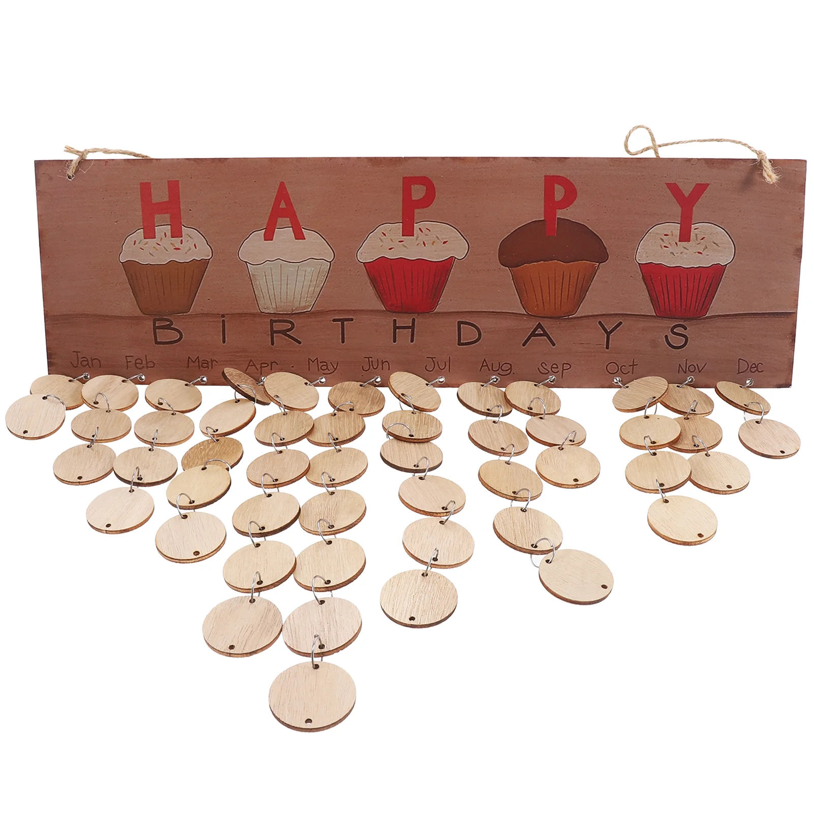 Home Wall Decoration Wooden Hanging Calendar Plaque Charm DIY Bamboo Birthday Reminder