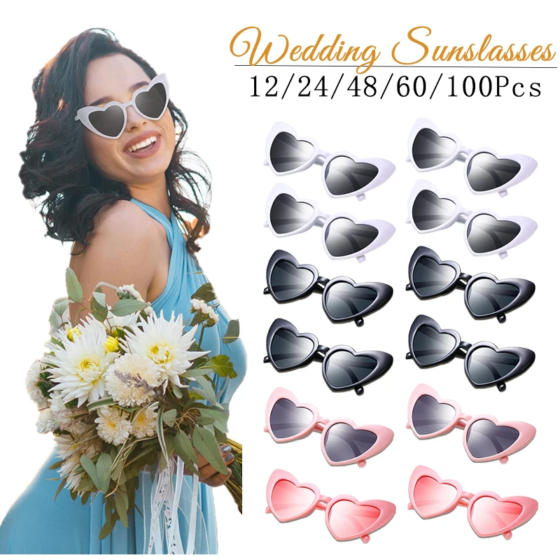 12-100Pairs Bachelorette Hen Party Bridesmaid Wedding Gifts Souvenirs for Guest Heart Sunglasses Team Bride Wedding Party Favors