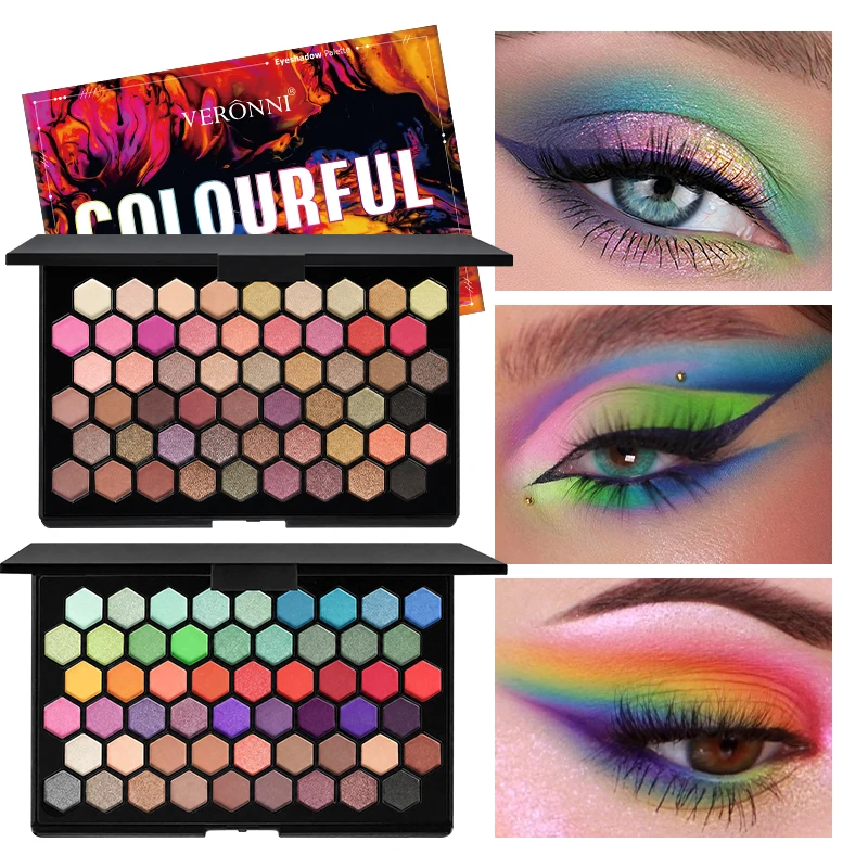 54 Shades Eyeshadow Palette Matte Shimmer Highly Pigmented Eye Makeup Kit with 8 Pcs brush Makeup Brushes for Festival Cosplay