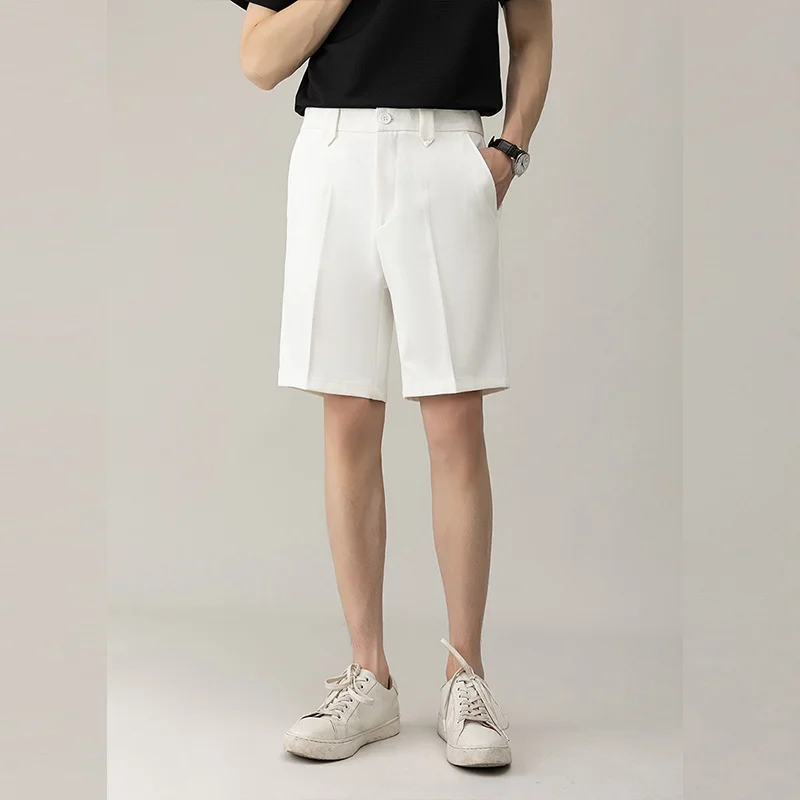 Summer Suit Shorts Men's Straight Loose Korean Style Casual Light Mature Style Business Mid-Pants Slim Fit Five-Point Pants Trend