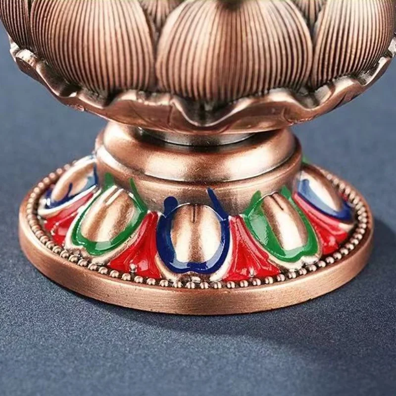 Buddhism Hall Mini Candlestick Holder,Flower Shape Handicraft Alloy Altars Candle Cup,Ghee Holy Candle Lamp,Buddhist Items
