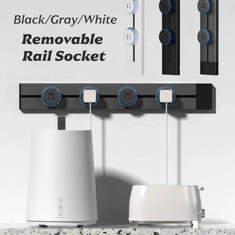 Surface Mounted LED Rail Socket With Switch Removable Adpater Plug EU US AU FR Standard Home Charging Power Track Socket Outlets