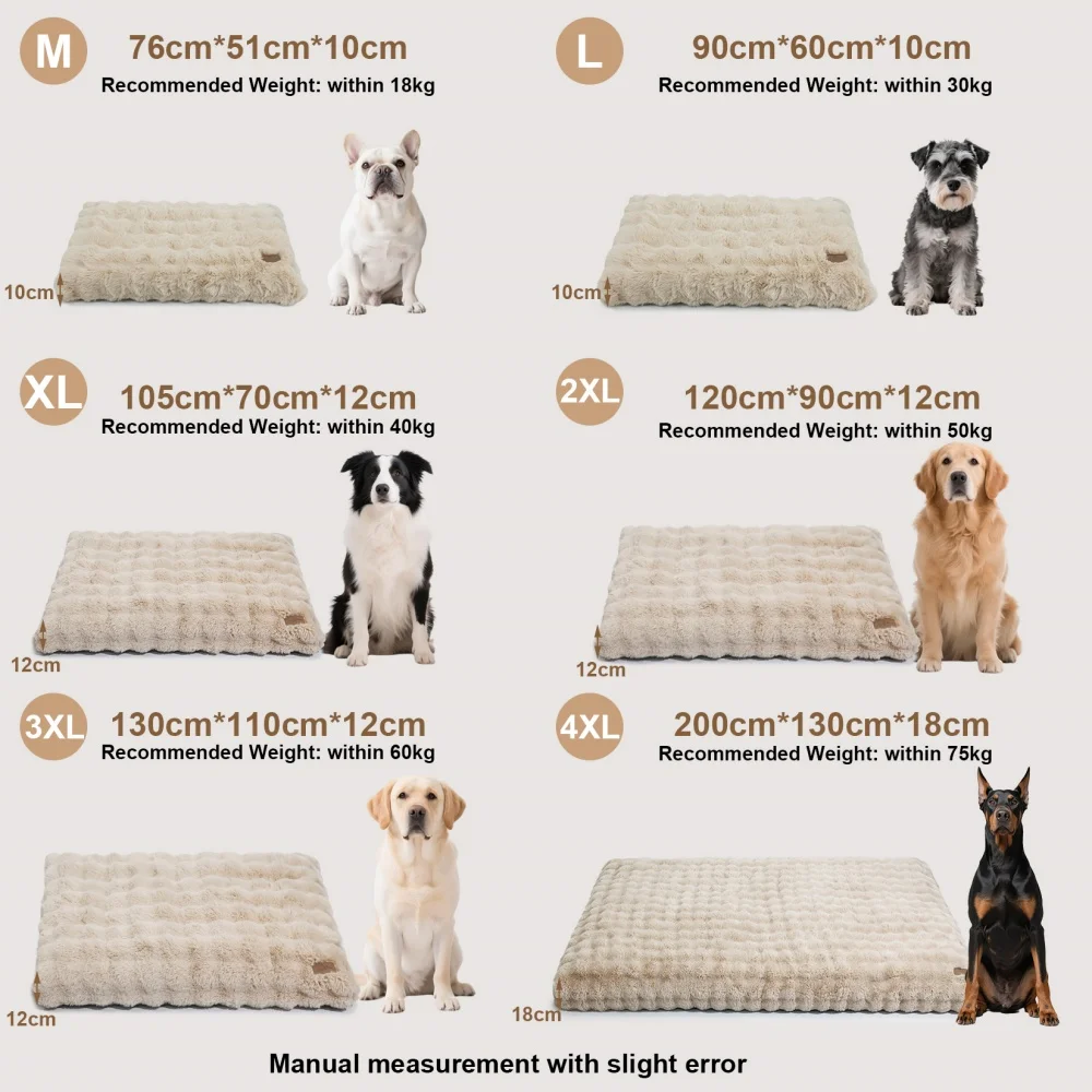 Ultra-Plüsch Hundebett Weiches Haustierkissen Große Hundematte Waschbare Matte für Welpen und Hundeboxen