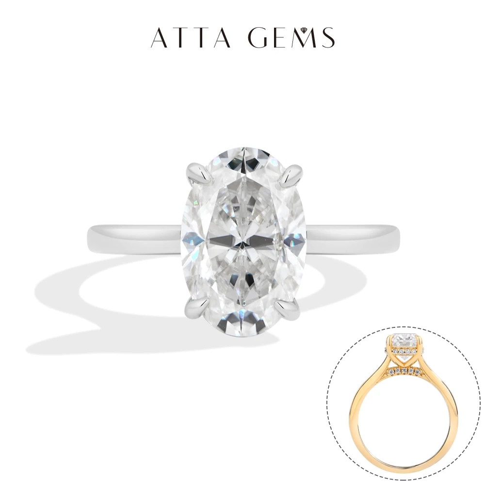 

ATTAGEMS Classic 4.5ct Moissanite Oval Ring for Eomen Pure 10K 14K 18K Gold Engagement Ring Anniversary Gift Jewelry Top Quality