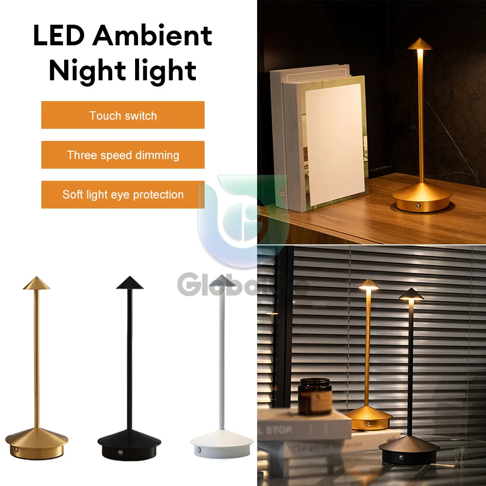 

Nordic Luxury Touch Lamp Rechargeable Cordless Led Battery Table Lamp For Bedroom Restaurant Night light Romantic Desk Lamp