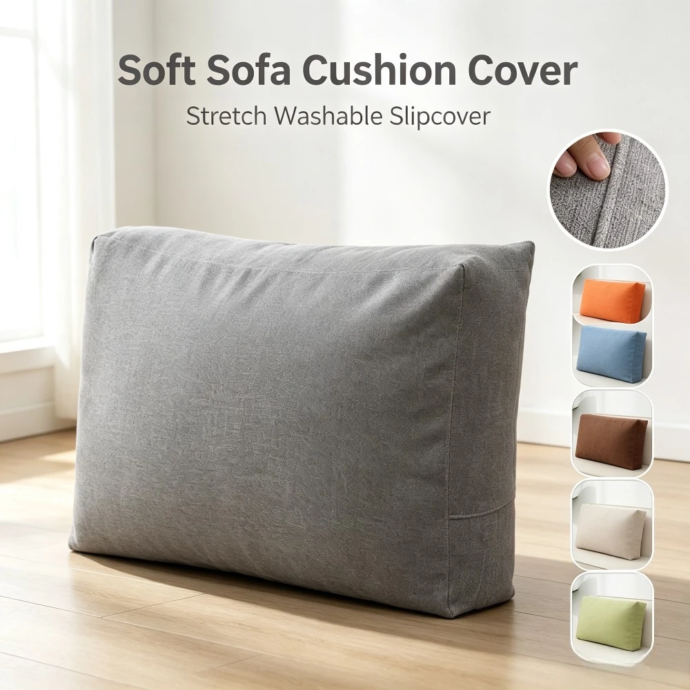 Sofa Back Cushion Cover No Filling Linen Breathable Fabric Bedside Backrest Pillow Case Tatami Cushion Protector Home Decor