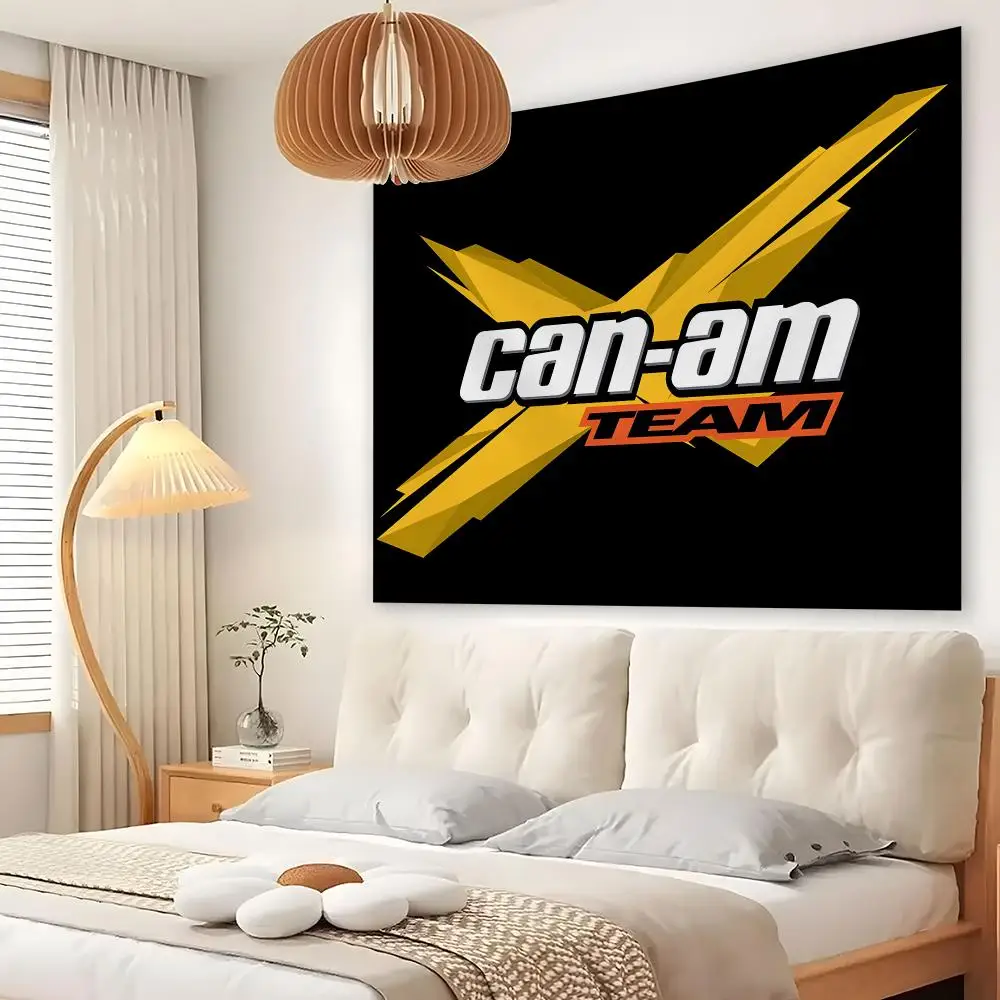 C-Can-Am Tapestry Custom Living Bedroom Party Dormitory Interior Wall Bohemian Decoration Attached Clip