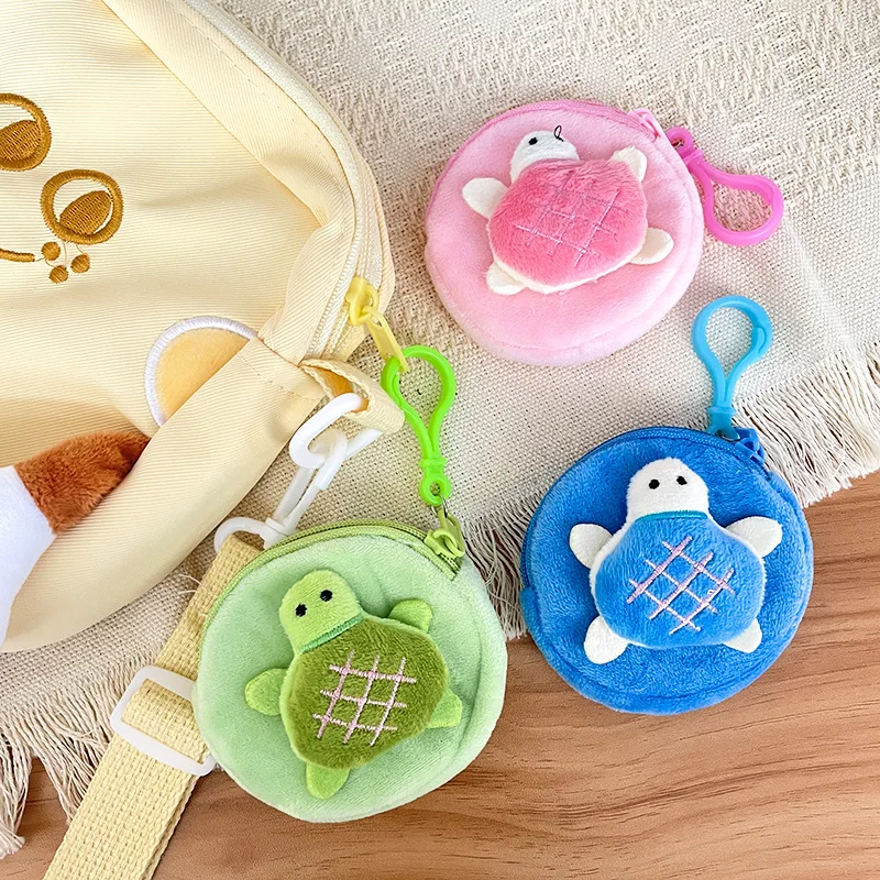 Cute Turtle Shaped Coin Purse Headphones USB Cable Lipstick Storage Bag Pendant Key Chain Party Gifts Pink Green Coin Wallet Bag