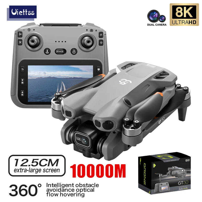 Professional GT50 Drone 8K HD Dual Camera Remote Control Large Screen 5G WIFI Dron Obstacle Avoidance Quadcopter