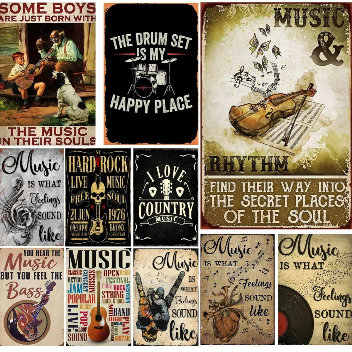 Interesting Country Music Poster Art Classic Metal Tin Logo_ Perfect home bar, caf é, restaurant wall decoration