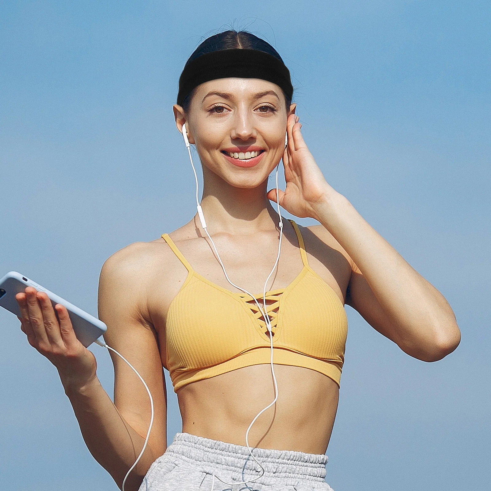 

8 Pcs Black Running Sweat-absorbent Headbands Sports Stretchy Fitness Yoga Sweatbands Exercise Outdoors Headgear Unisex